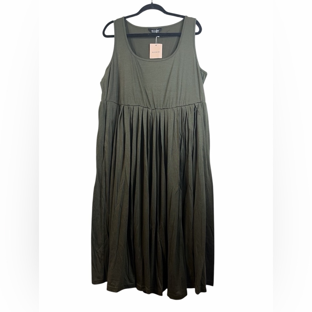 NWT BloomChic Olive Green Pockets Pleated Maxi Dress 18-20 #167